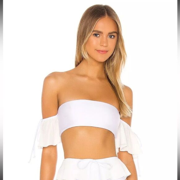 NWT Tularosa white Kimber bikini top off shoulder revolve resort small s - Picture 1 of 7